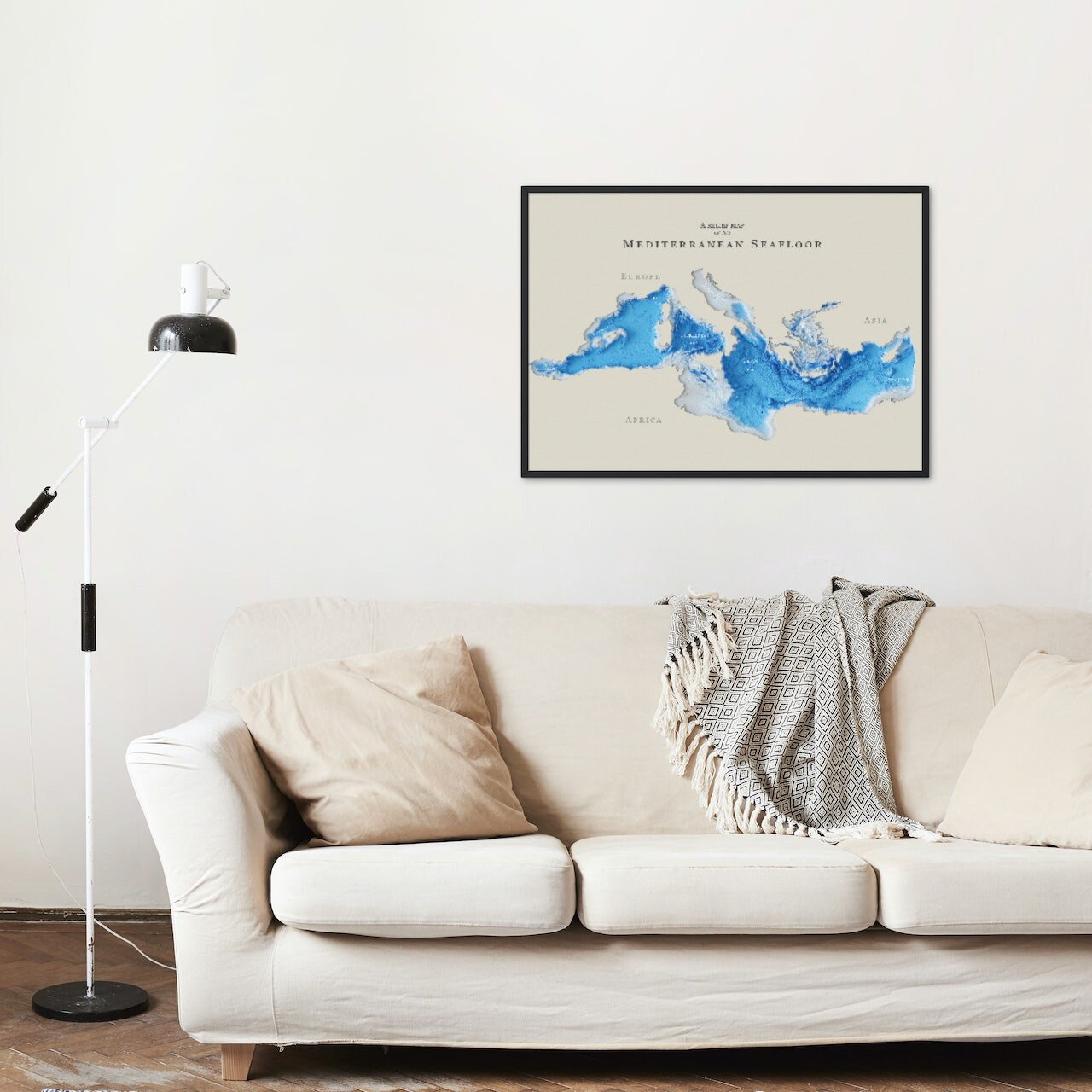 Mediterranean Seafloor Map | Printable Decor - Etsy