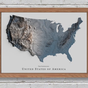 Carte en relief des États-Unis | Décor imprimable