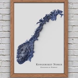 Norwegen Reliefkarte | Druckbares Dekor