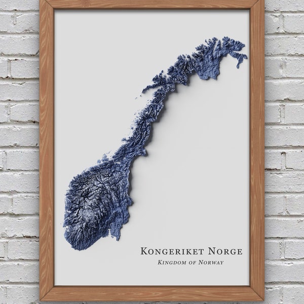 Reliefkaart van Noorwegen | Afdrukbaar decor