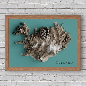 Island Reliefkarte | Druckbares Dekor