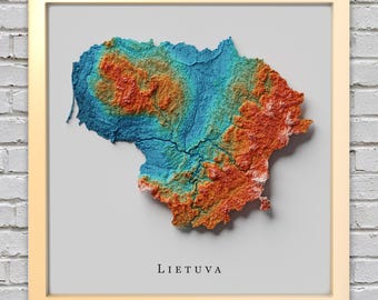 Lithuania Relief Map | Printable Decor