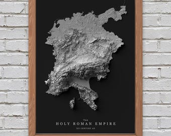 Holy Roman Empire Relief Map | Printable Decor