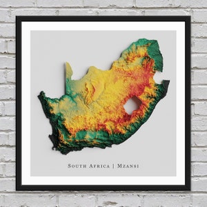 Südafrika Reliefkarte | Druckbares Dekor