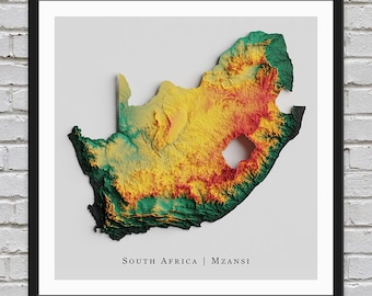South Africa Relief Map | Printable Decor