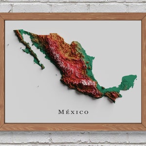 Mexiko Reliefkarte | Druckbares Dekor
