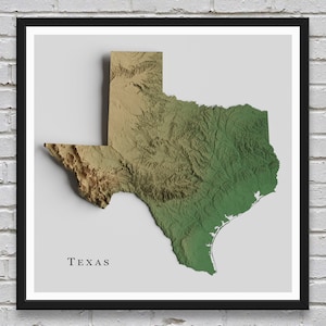 Texas Relief Karte | Druckbares Dekor