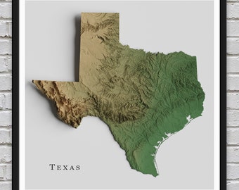 Texas Relief Map | Printable Decor