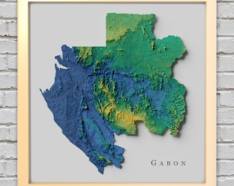 Gabon Relief Map | Printable Decor