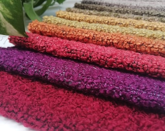 Boucle Knit Fabric by the yards | 23 colours, 55&quot;(140cm) | Upholstery Fabric | Furnishing Fabric  | Sofa Upholstery | Faux Sheepskin