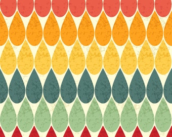 Retro Geometric Polyester Fabric: Colorful 1960s Print, By The Yard