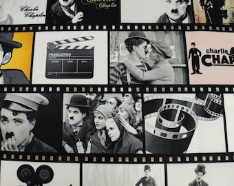 Charlie Chaplin Fabric: Vintage Movie Print, Upholstery Material