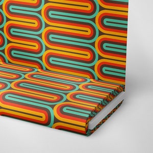 57 | 1950&#39;s 1960&#39;s Retro Colorful Geometric Fabric by The Yard | Vintage Fabric | Polyester Fabric | Print Fabric | Sewing Fabric | Curtain