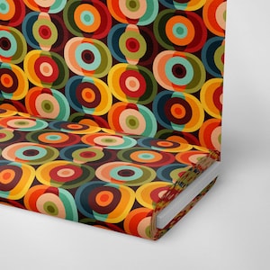 58 | 1950&#39;s 1960&#39;s Retro Colorful Geometric Fabric by The Yard | Vintage Fabric | Polyester Fabric | Print Fabric | Sewing Fabric | Curtain