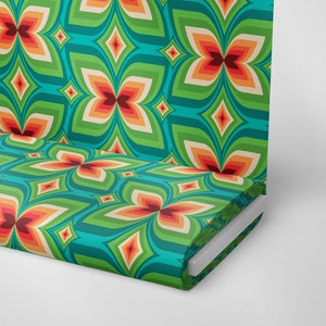 54 | 1950&#39;s 1960&#39;s Retro Colorful Geometric Fabric by The Yard | Vintage Fabric | Polyester Fabric | Print Fabric | Sewing Fabric | Curtain