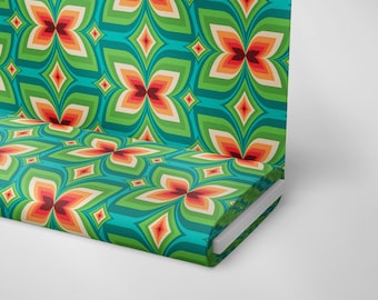 Retro Geometric Polyester Fabric: Colorful 1960s Print, Sewing & Upholstery By The Yard