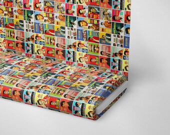 Hollywood Fabric by the Yard | Old Movie Print Fabric | Cinema Fabric | 40s 50s Vintage Drapery Sofa Chair Furniture Cushion Hollywood