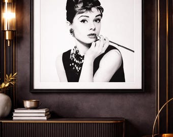 Audrey Hepburn Fabric Panel: Hollywood Decor, Pillow & Chair Material