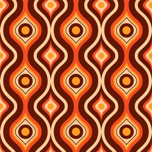 1 | 1950's 1960's Retro Geometric Fabric by The Yard | Vintage Fabric | Polyester Fabric | Orange and Brown Fabric | Sewing Fabric | Curtain