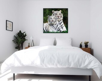 White Tiger Fabric Poster: Animal Panel, Home Decor