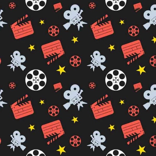 Movie Fabric by The Yard | Retro Cinema Fabric | Retro Movie Collection | Polyester Upholstery Fabric by the yard | Funny Fabric