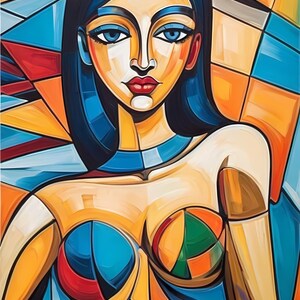Geometric Woman Fabric Panel, Picasso Style Cubist Art Print - Etsy