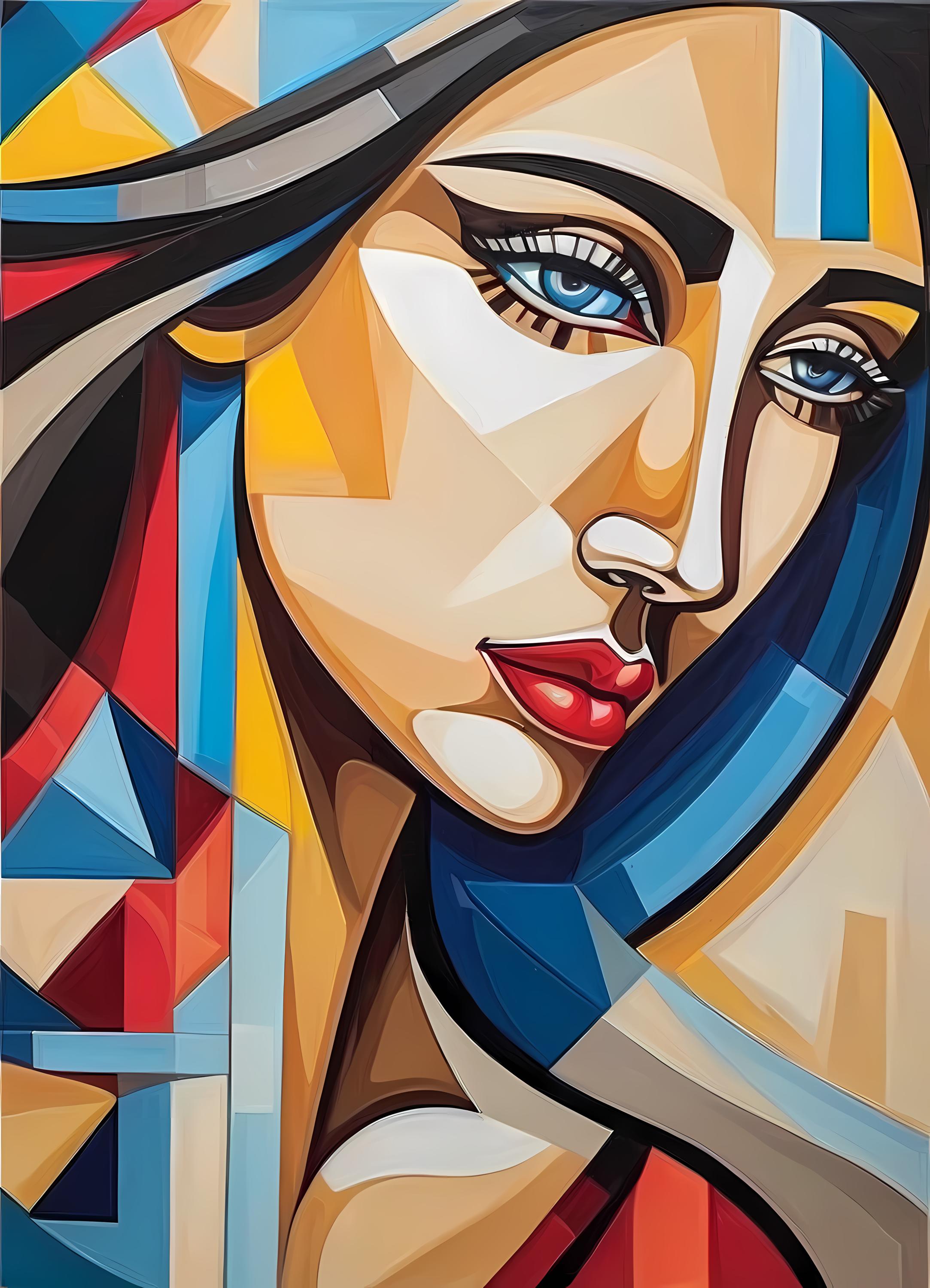 Geometric Woman Fabric Panel, Picasso Style Cubist Art Print - Etsy