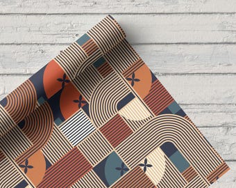 Mid Century Modern Fabric: Arch Grid Honeycomb Polyester, 140cm Print