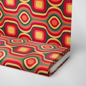 34 | 1950&#39;s 1960&#39;s Retro Colorful Geometric Fabric by The Yard | Vintage Fabric | Polyester Fabric | Print Fabric | Sewing Fabric | Curtain