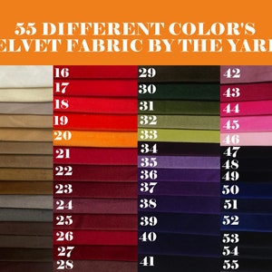 Cotton Velvet Fabric: Heavy Duty Upholstery, 55 Colors, 55&quot; Wide