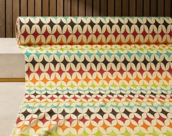 Retro Geometric Fabric, 70s Mod Upholstery Fabric by the Yard