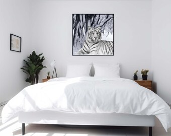 White Tiger Fabric Poster: Washable Animal Panel, Upholstery & Decor