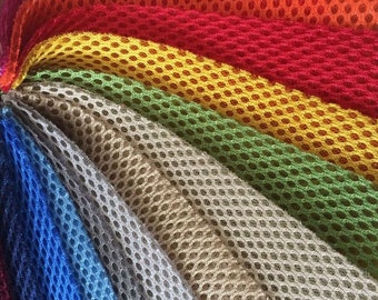 19 Different Color Diamond Mesh Stretch Polyester Fabric by the Yards Big Hole 0.5 Inch  Spandex Fishnet Fabric Wide 58'' Air File Fabric