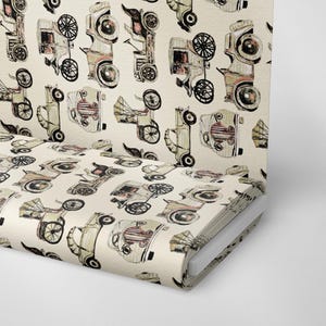 Retro Cars Fabric | Old Car Fabric by the Yard | Print Fabric | Upholstery Fabric | Home Decor | Pillow | Sofa | Curtain | 40s 50s 60s