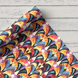 Watercolor Art Deco Fabric, Multicolor Digital Print, 142cm Wide, Stain Resistant, For DIY & Home Decor Projects