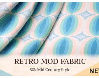 Retro Fabric by Yard, Pastel Geometric Boho Fabric, Mid Century Abstract Upholstery Fabric