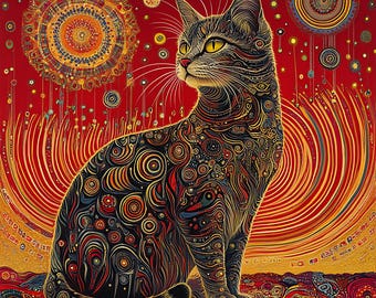 メインクーンの子猫、ファンタジーイラストの子猫とバラ| 室内装飾