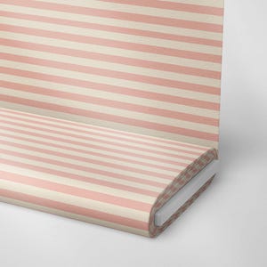 Blush Stripes Fabric – Soft Rose and Cream Candy Stripe Pattern- Print Fabric - Polyester Fabric