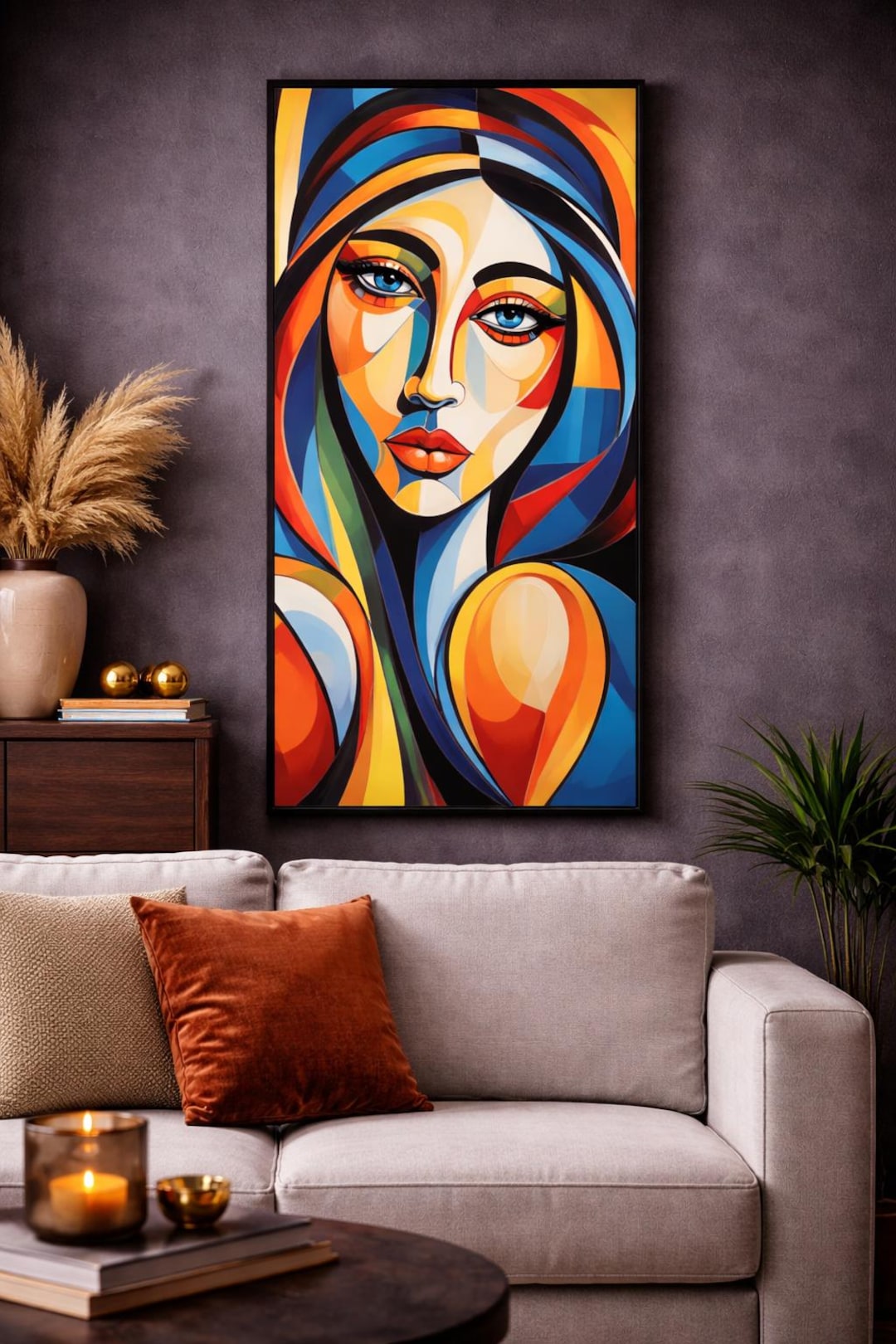 Geometric Woman Fabric Panel, Picasso Style Cubist Art Print - Etsy