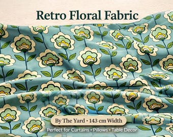 Retro Floral Fabric by Yard
