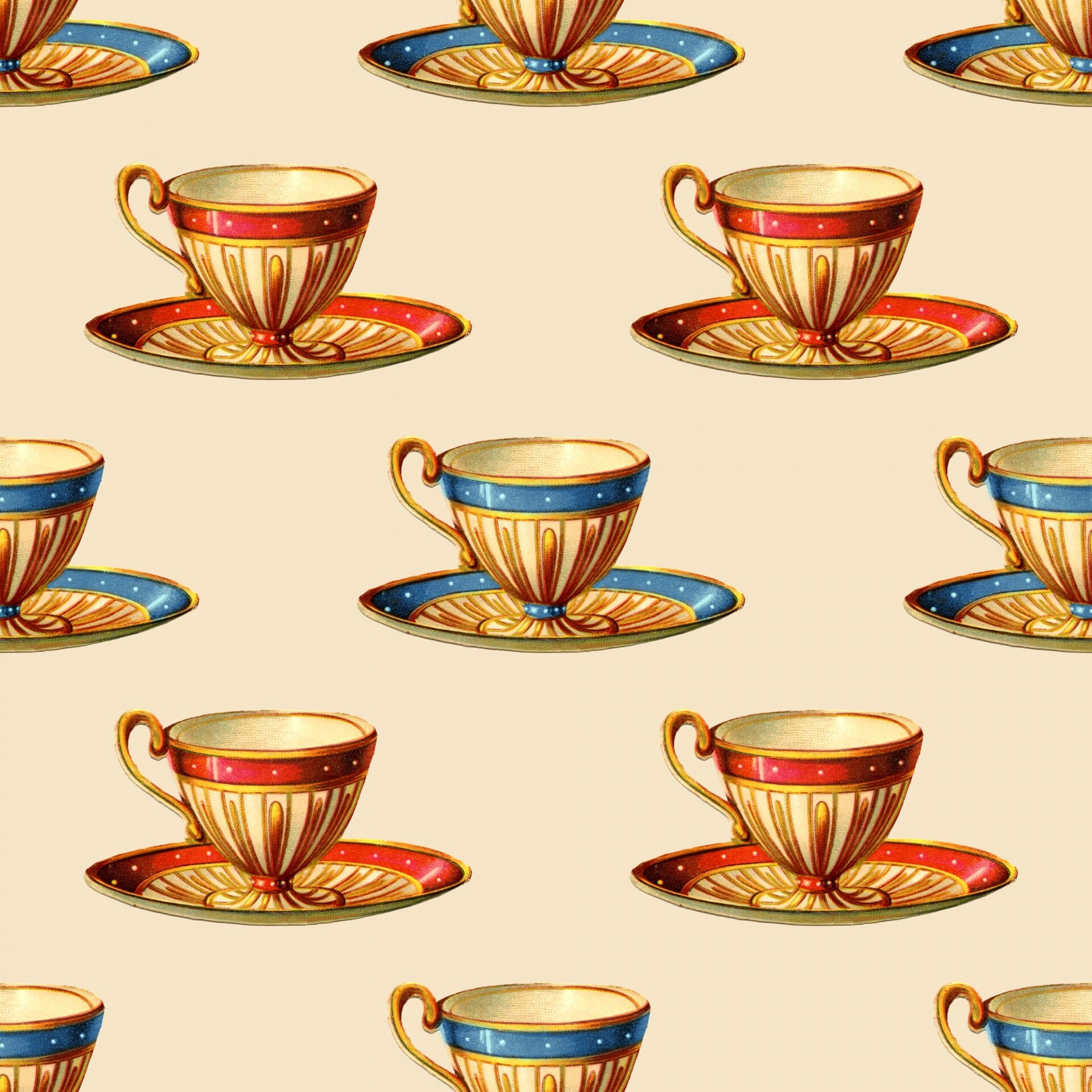 Vintage Teacup Fabric by The Yard Sewing Art Upholstery Etsy