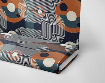 Mid Century Abstract Digital Printed Honeycomb Textured Polyester Fabric - 140 cm Print Area