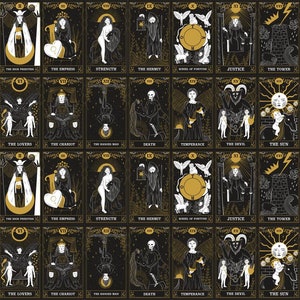 Mazzo di carte dei tarocchi Profezie magiche del futuro tessuti / Tessuto spirituale / Arte del cucito / Tessuto per tappezzeria / Tessuto per borse / Arredamento per la casa