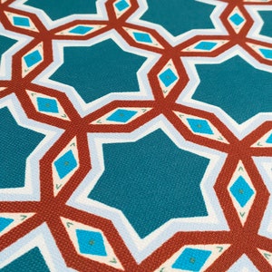 68 | 1950&#39;s 1960&#39;s Retro Colorful Geometric Fabric by The Yard | Vintage Fabric | PES Fabric | Furniture Upholstery Fabric | Sewing Fabric