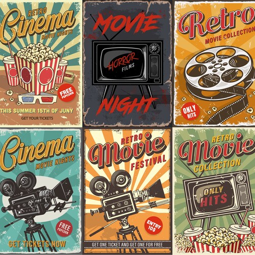 Movie Time Fabric by the Yard Retro Cinema Fabric Retro Etsy