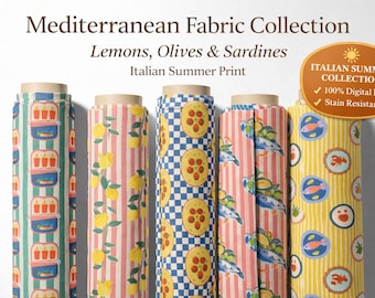 Mediterranean Fabric: Lemons, Olives & Sardines - Italian Summer Print