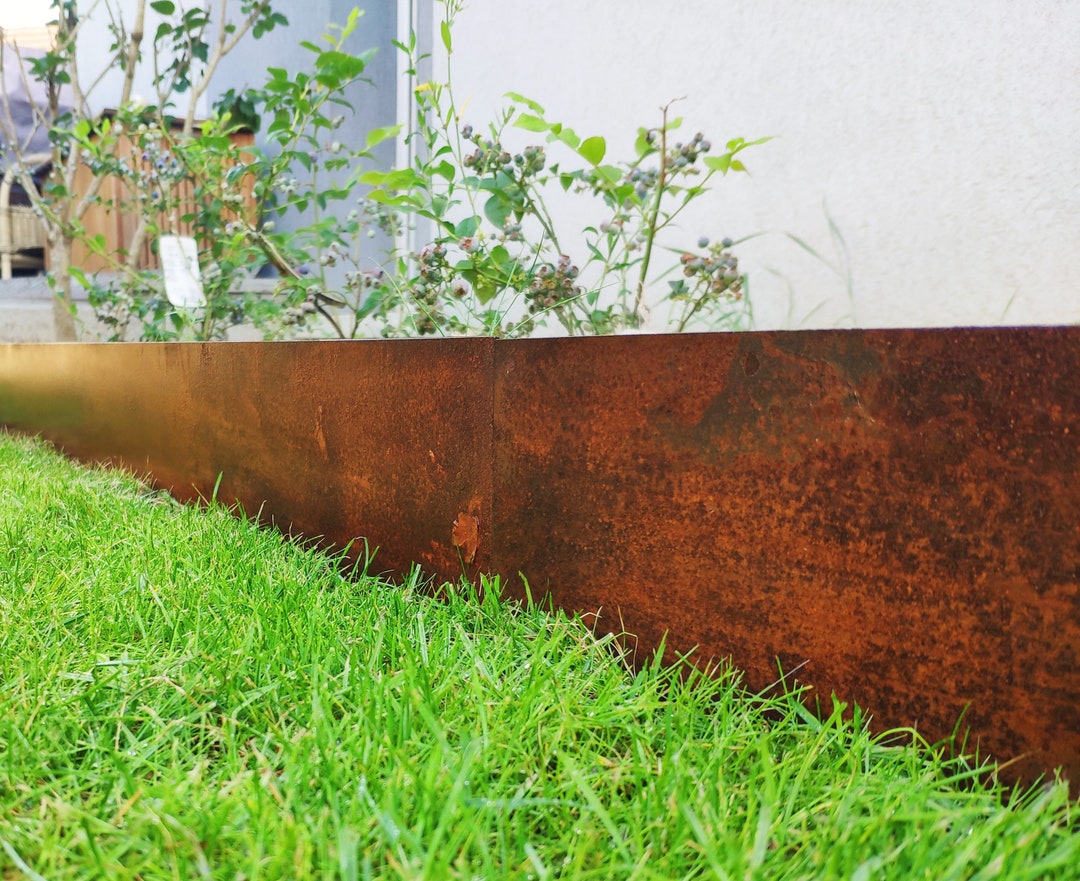 Corten Steel Lawn Edging, prato 100 Cm X 10 Cm X 2 Mm, Steel Garden Bed