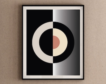 Arte digital GEOMÉTRICO / Arte en blanco y negro / Descarga digital instantánea / Arte imprimible / Arte abstracto / Arte de pared moderno