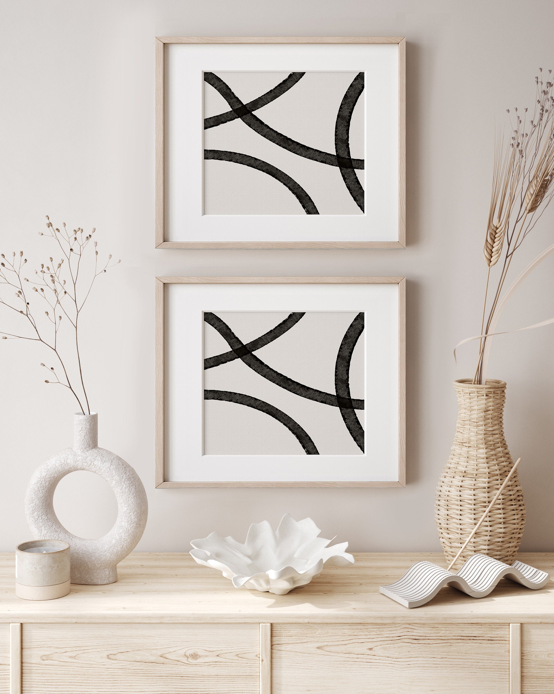 Black and White Abstract Line Art Print (digital Download) - Etsy