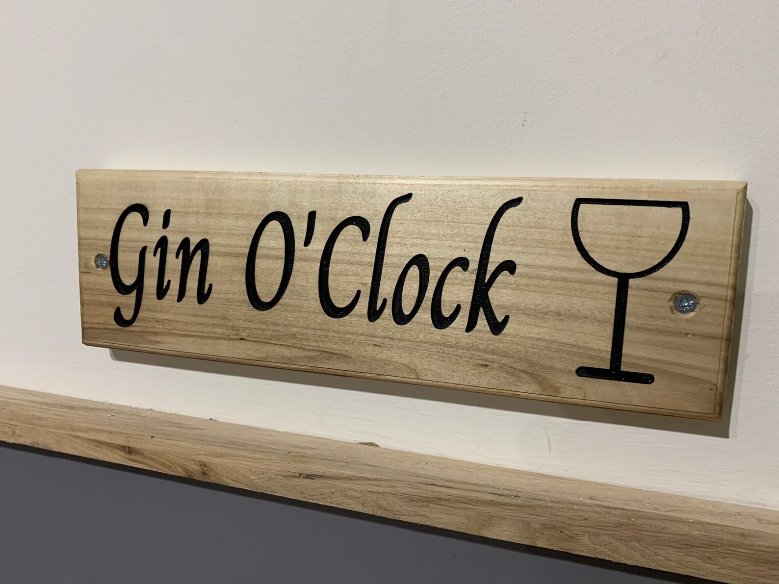 Wooden Carved Gin Oclock Sign Etsy